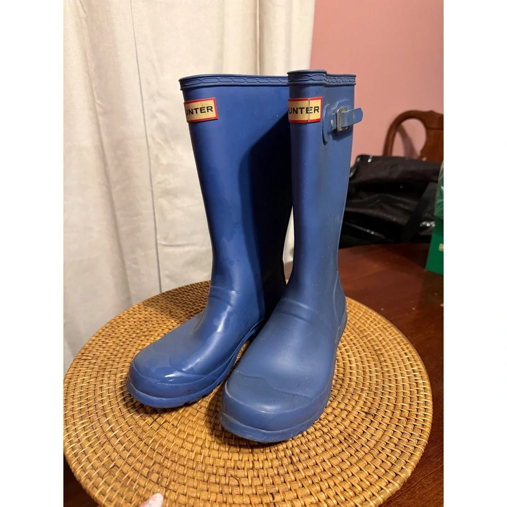 Hunter Original Kids Blue Rubber Rain Boots Waterproof Matte Size 3 US 34 EU